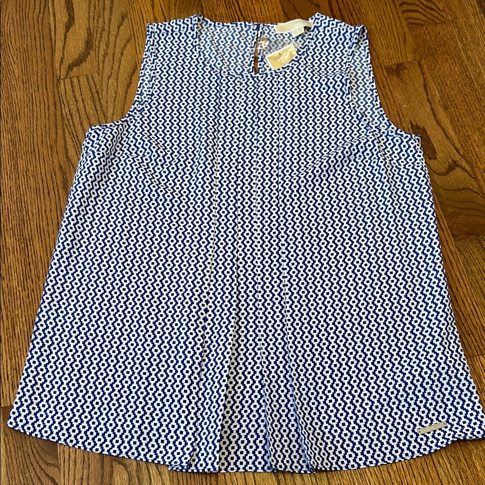 MICHAEL Michael Kors Geometric Blue and White Top